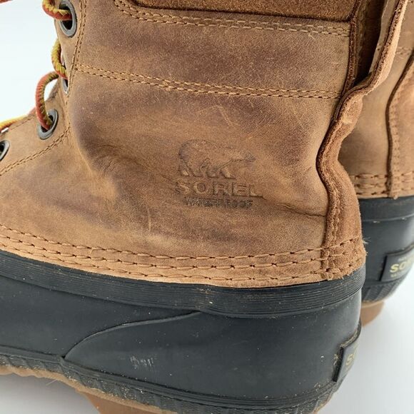 Sorel Cheyanne brown leather waterproof insulated duck boots Womans size 7 - Picture 10 of 11